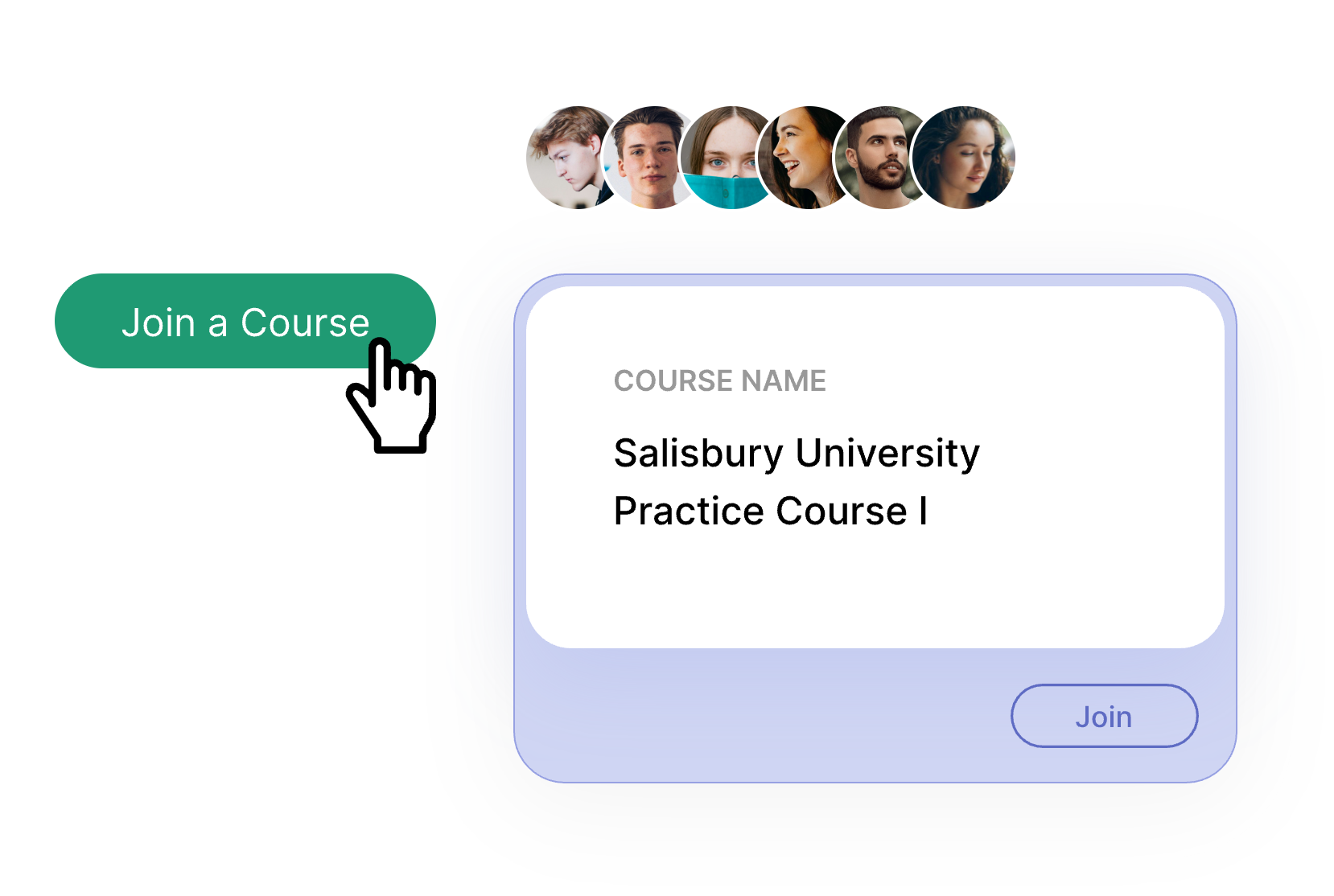 Join Course illustration showing course card and participants