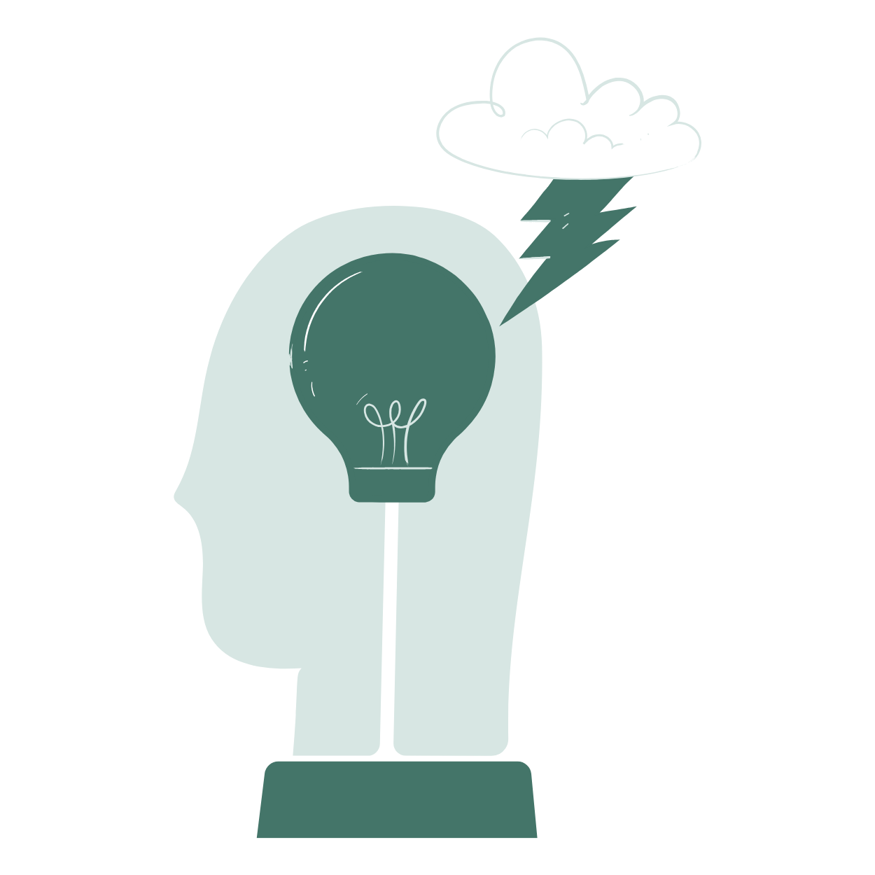 Stylized head with a lightbulb